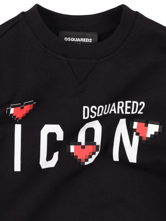 Dsquared2: Heart Icon print cotton sweatshirt - Black - kids-girls_1 | Luisa Via Roma