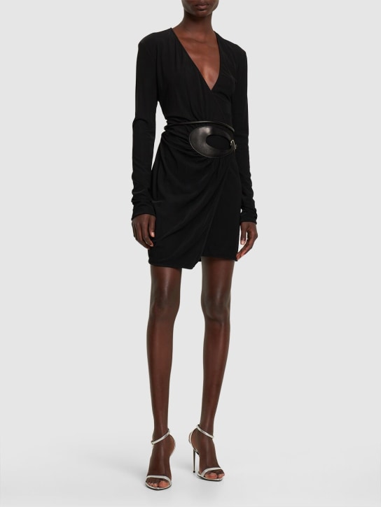 Tom Ford: Vestido corto cruzado de jersey - Negro - women_1 | Luisa Via Roma