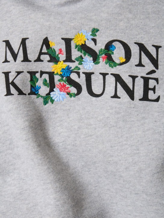 Maison Kitsuné: Maison kitsune flowers comfort hoodie - Light Grey - men_1 | Luisa Via Roma