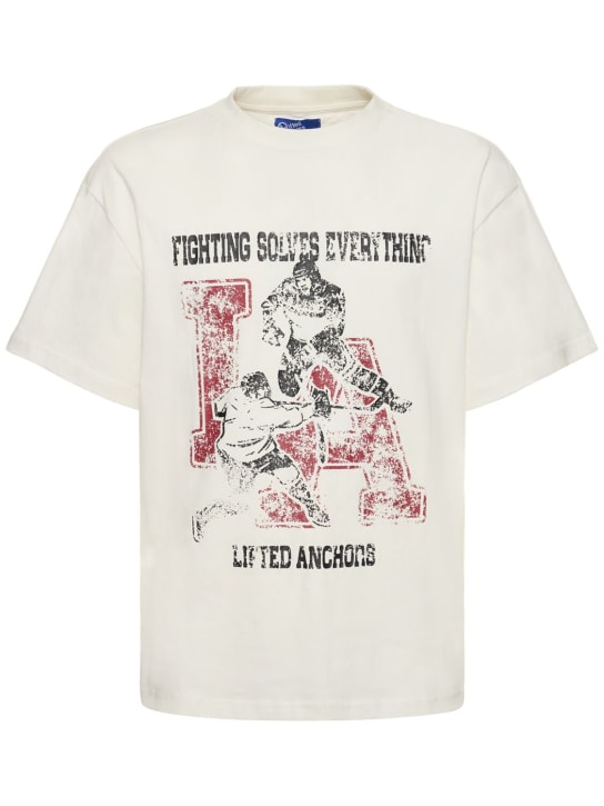 Lifted Anchors: T-shirt imprimé combat - Blanc - men_0 | Luisa Via Roma