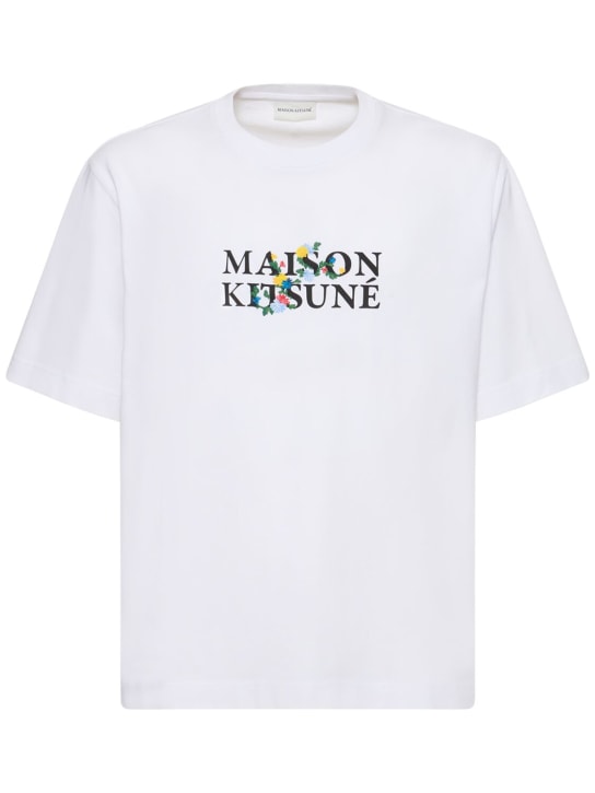 Maison Kitsuné: Maison Kistune 플라워 오버사이즈 티셔츠 - 화이트 - men_0 | Luisa Via Roma