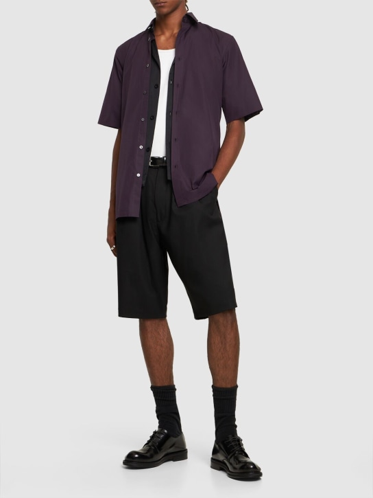 Maison Margiela: Cotton poplin short sleeved shirt - Purple - men_1 | Luisa Via Roma