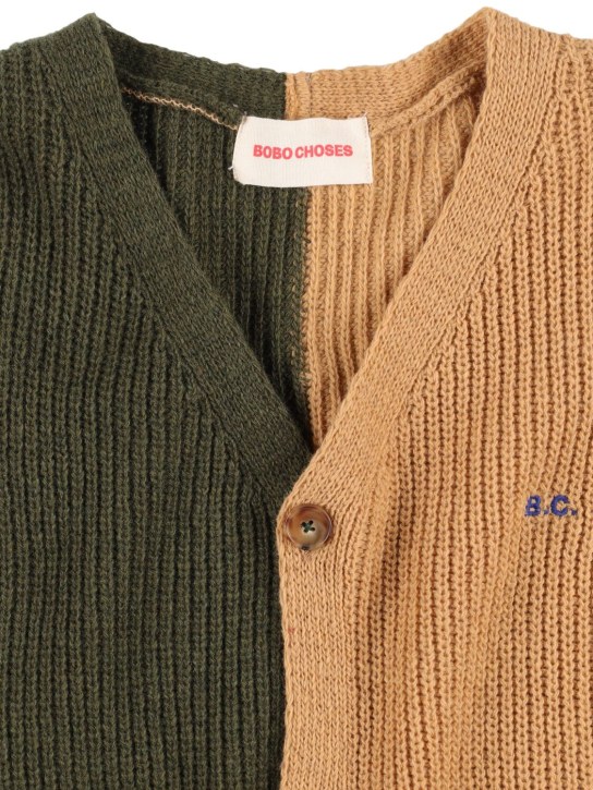 Bobo Choses: Cardigan in maglia di misto lana color block - Multicolore - kids-boys_1 | Luisa Via Roma