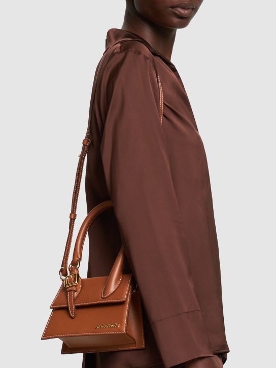 Jacquemus: Le Chiquito Moyen boucle leather bag - Light Brown 2 - women_1 | Luisa Via Roma