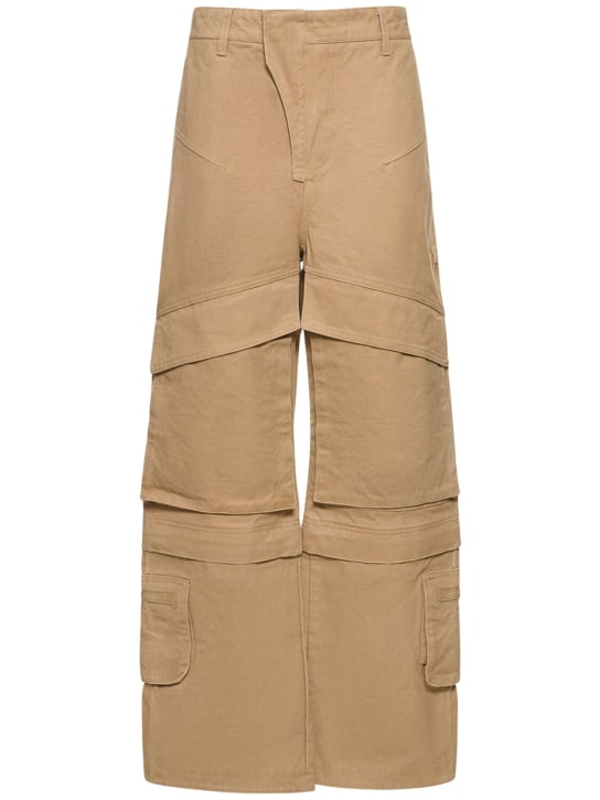Entire Studios: Wide leg cotton cargo pants - Brown - women_0 | Luisa Via Roma
