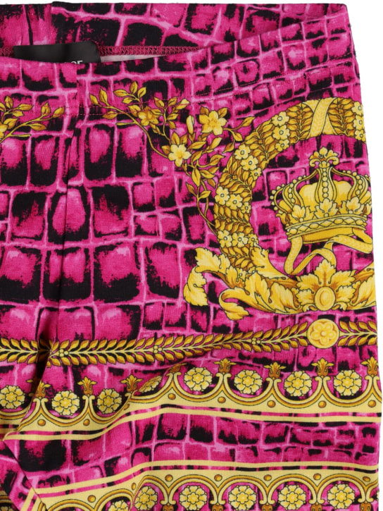 Versace: Barocco print cotton jersey leggings - Multicolor - kids-girls_1 | Luisa Via Roma
