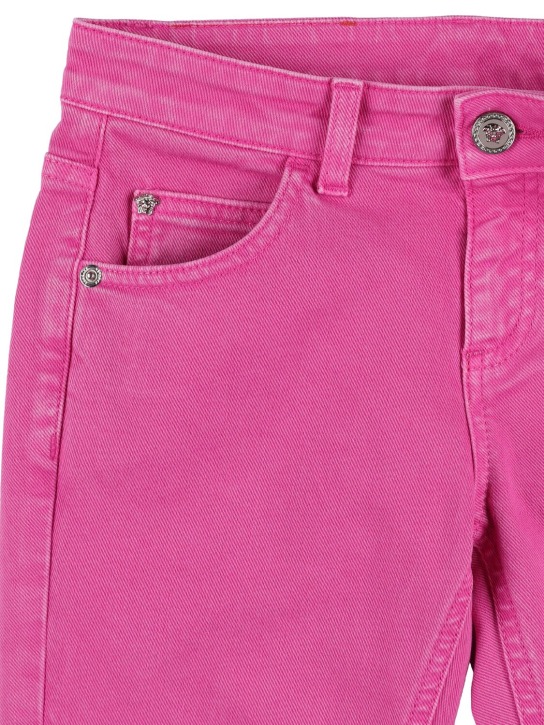 Versace: Bull cotton denim flared jeans - Fuchsia - kids-girls_1 | Luisa Via Roma