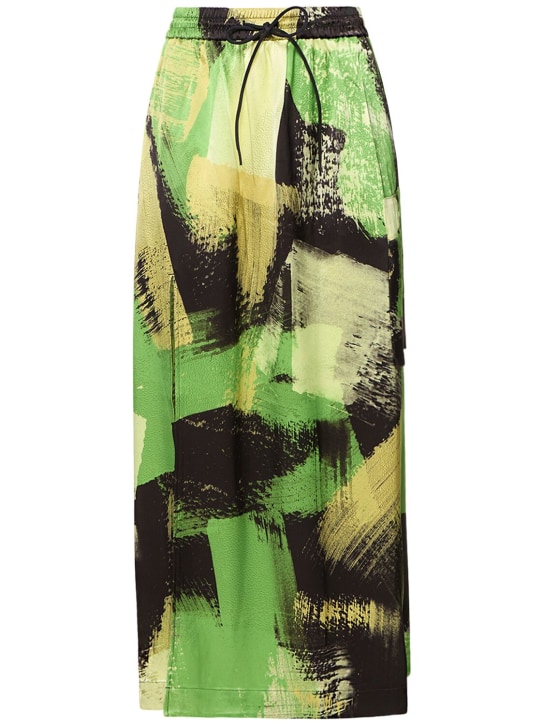 Y-3: Tech printed midi skirt - Black/Green - women_0 | Luisa Via Roma