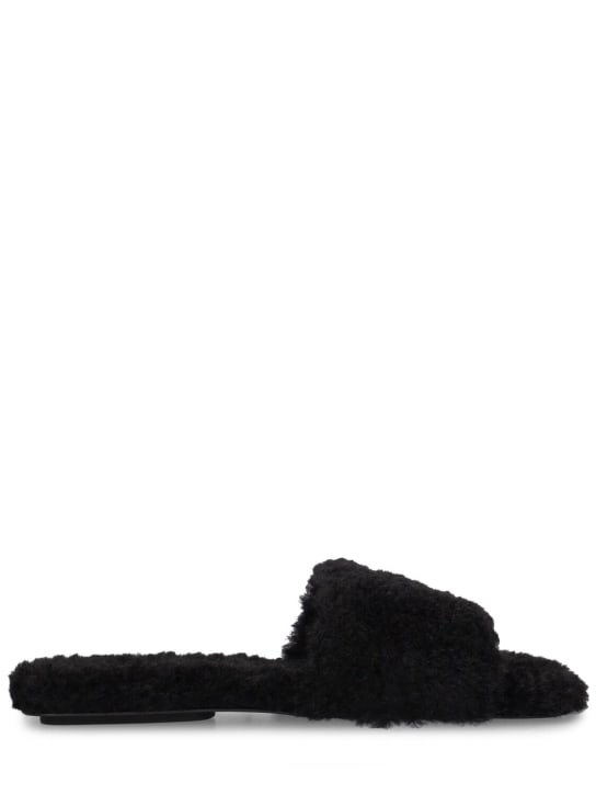 Marc Jacobs: The J Marc faux teddy sandals - Black - women_0 | Luisa Via Roma