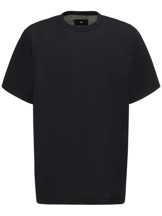 Y-3: Premium cotton short sleeve t-shirt - Black - men_0 | Luisa Via Roma