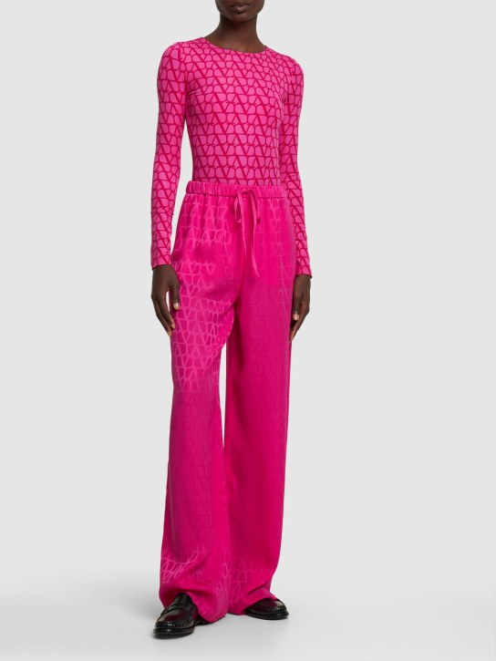 Valentino: Body in jersey con logo - Pink - women_1 | Luisa Via Roma