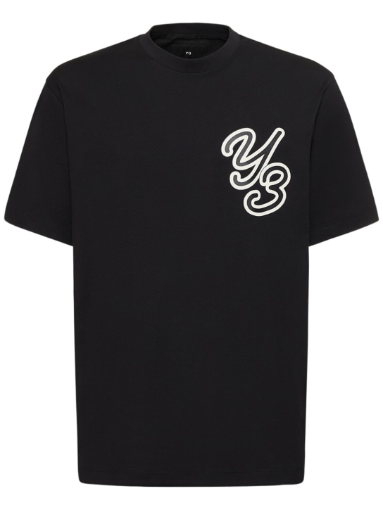 Y-3: Logo cotton t-shirt - Black - men_0 | Luisa Via Roma