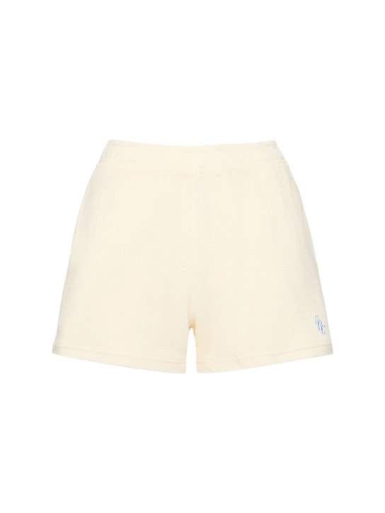Sporty & Rich: Shorts de rizo de algodón - Beige - women_0 | Luisa Via Roma