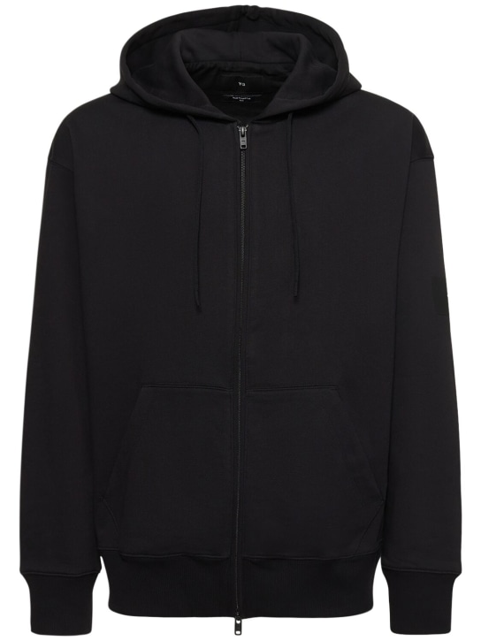 Y-3: FT organic cotton zip hoodie - Black - men_0 | Luisa Via Roma