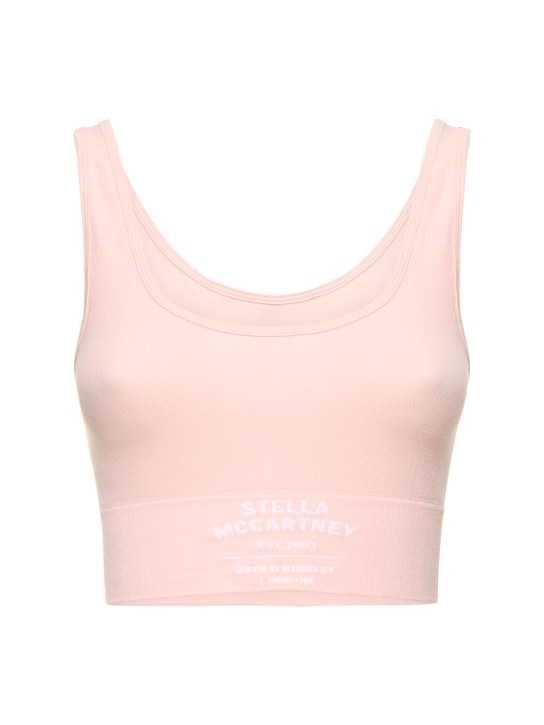 Stella McCartney: Logo stretch cotton crop tank top - Pink - women_0 | Luisa Via Roma