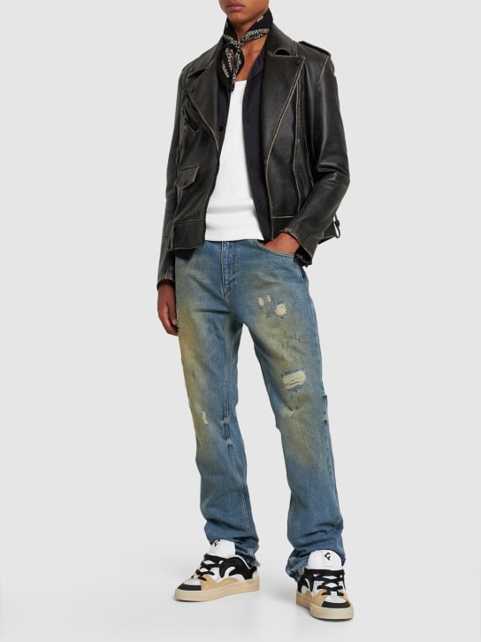 FLÂNEUR: Distressed faded straight jeans - Blue - men_1 | Luisa Via Roma
