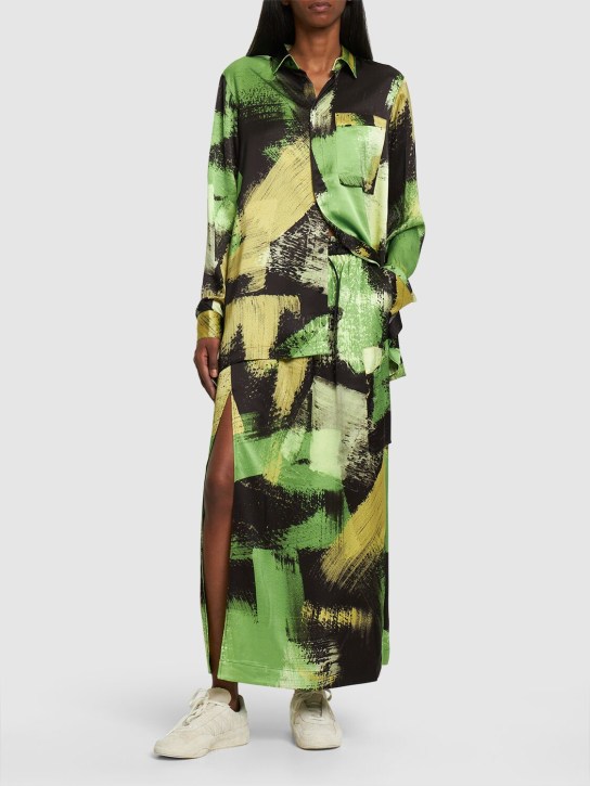 Y-3: Tech printed midi skirt - Black/Green - women_1 | Luisa Via Roma