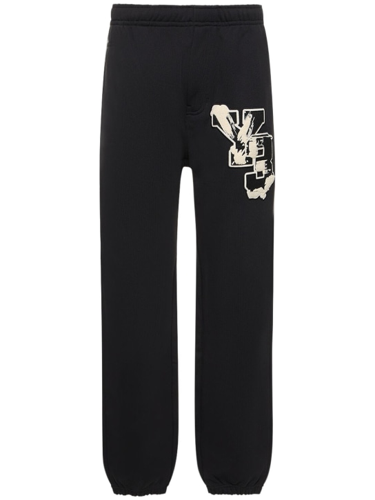 Y-3: Pantalones GFX de felpa de algodón - Negro - women_0 | Luisa Via Roma