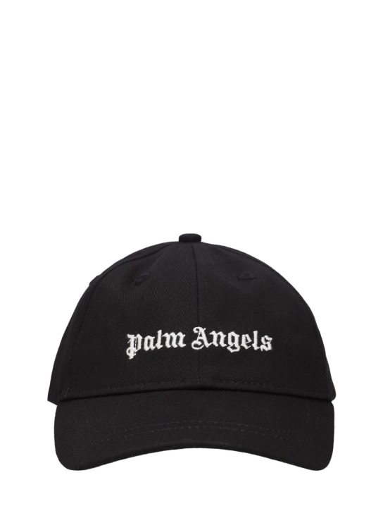 Palm Angels: Logo cotton gabardine baseball cap - Black - kids-girls_0 | Luisa Via Roma