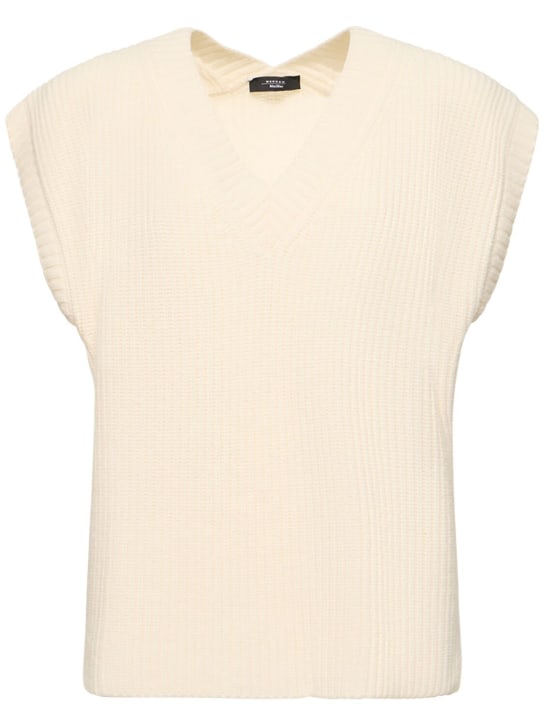 Weekend Max Mara: Ala oversized rib knit wool vest - Creme - women_0 | Luisa Via Roma