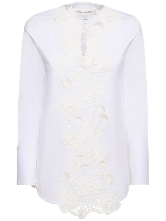 Oscar De La Renta: Hemd aus bestickter Baumwolle - Weiß - women_0 | Luisa Via Roma