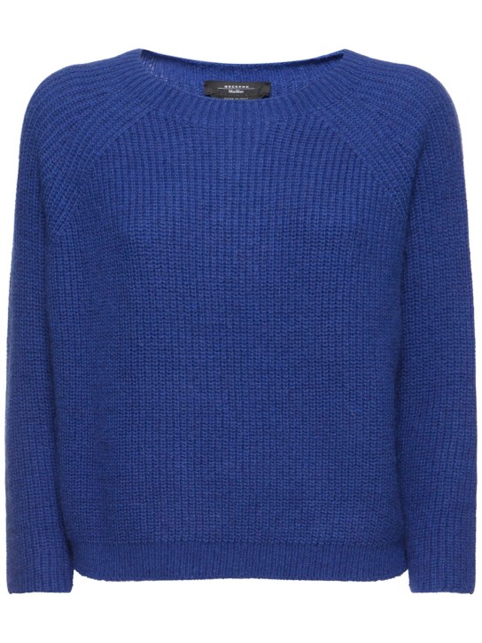 Weekend Max Mara: Xeno knit mohair blend crewneck sweater - Blue - women_0 | Luisa Via Roma