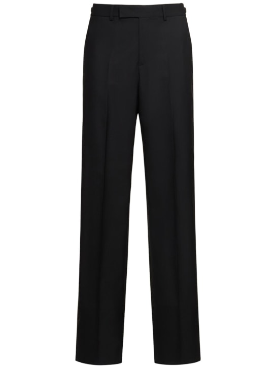 Versace: Pantalones formales de lona de lana - Negro - men_0 | Luisa Via Roma