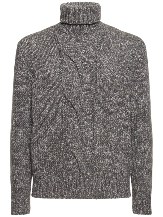 Brunello Cucinelli: Suéter de cashmere con cuello vuelto - Gris - men_0 | Luisa Via Roma