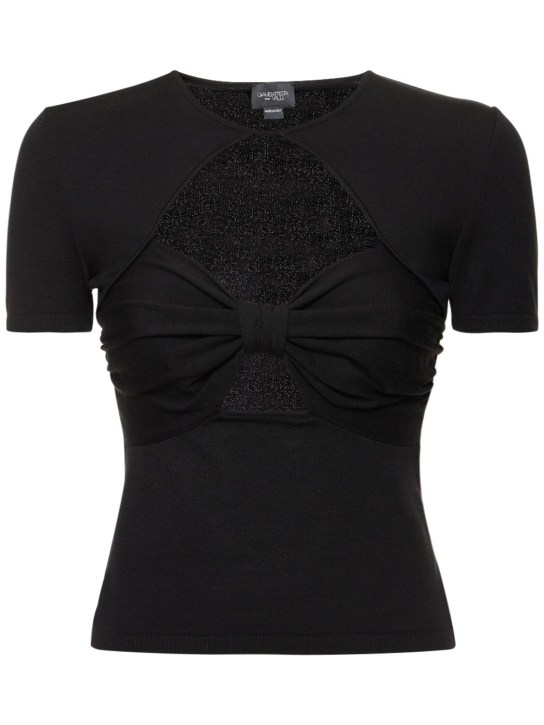 Giambattista Valli: Viscose jersey cutout top w/ bow - Black - women_0 | Luisa Via Roma