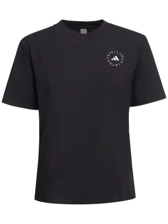 adidas By Stella McCartney: T-shirt court à logo Sportswear - Noir - women_0 | Luisa Via Roma