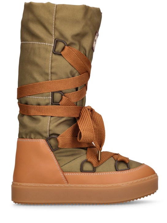 See By Chloé: 20mm Naina nylon tall snow boots - Military Green - women_0 | Luisa Via Roma