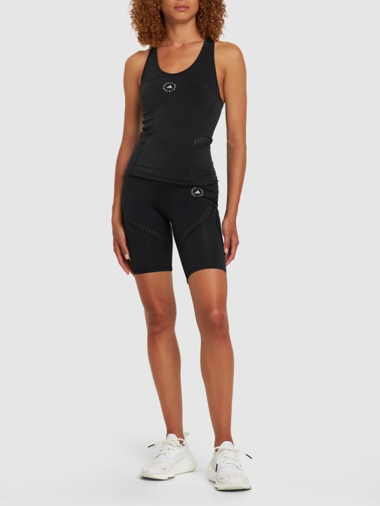 adidas By Stella McCartney: Shorts ciclistas con cintura alta - Negro - women_1 | Luisa Via Roma