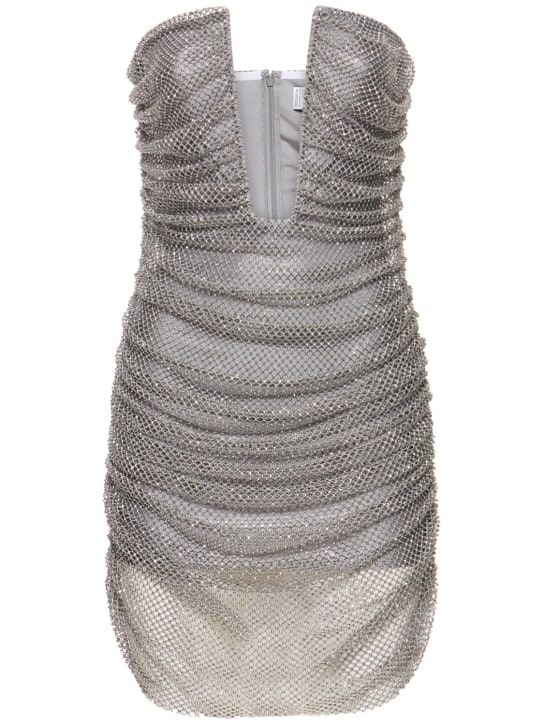 Giuseppe Di Morabito: Embroidered mesh mini dress - Silver - women_0 | Luisa Via Roma