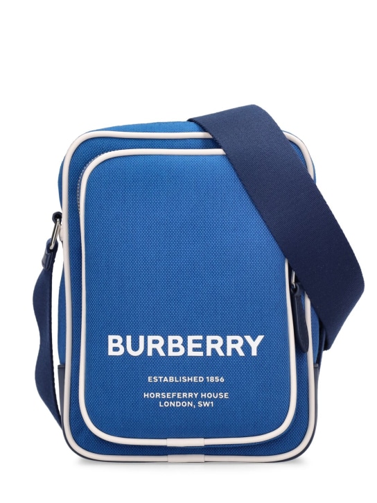 Burberry: Freddy crossbody bag - Damson Blue - men_0 | Luisa Via Roma