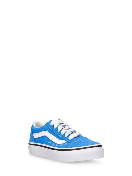 Vans: Sneakers Old Skool V de piel con cordones - Azul Claro - kids-girls_1 | Luisa Via Roma