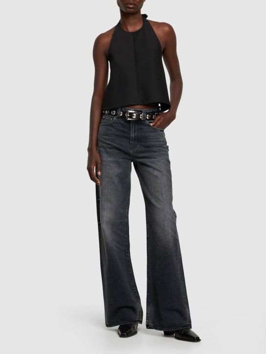 Amiri: Double waistband wide leg denim jeans - Black - women_1 | Luisa Via Roma