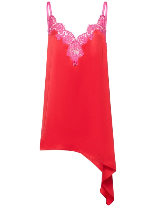 Dsquared2: Satin & lace mini dress - Red/Pink - women_0 | Luisa Via Roma
