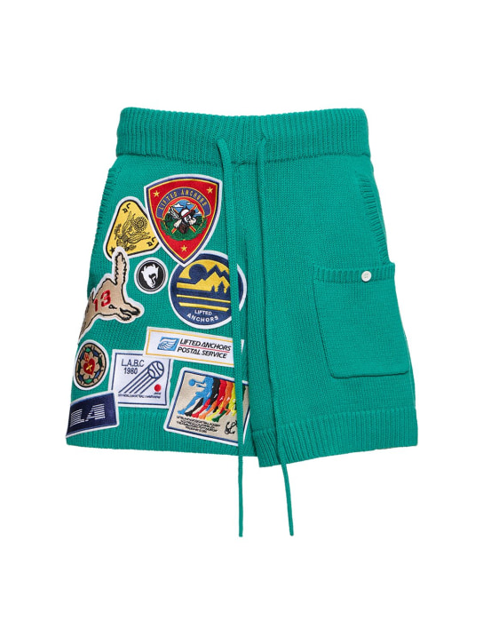 Lifted Anchors: Embroidered jacquard knit shorts - men_0 | Luisa Via Roma