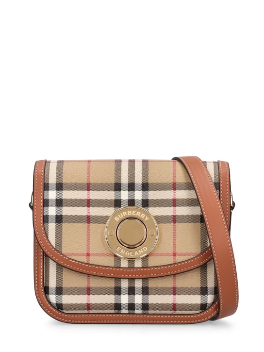 Burberry: Small Elizabeth Check shoulder bag - Vntg Chk/Brown - women_0 | Luisa Via Roma