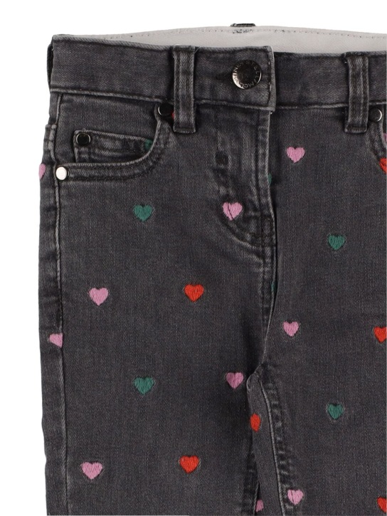 Stella Mccartney Kids: Organic cotton denim jeans w/ hearts - Black - kids-girls_1 | Luisa Via Roma
