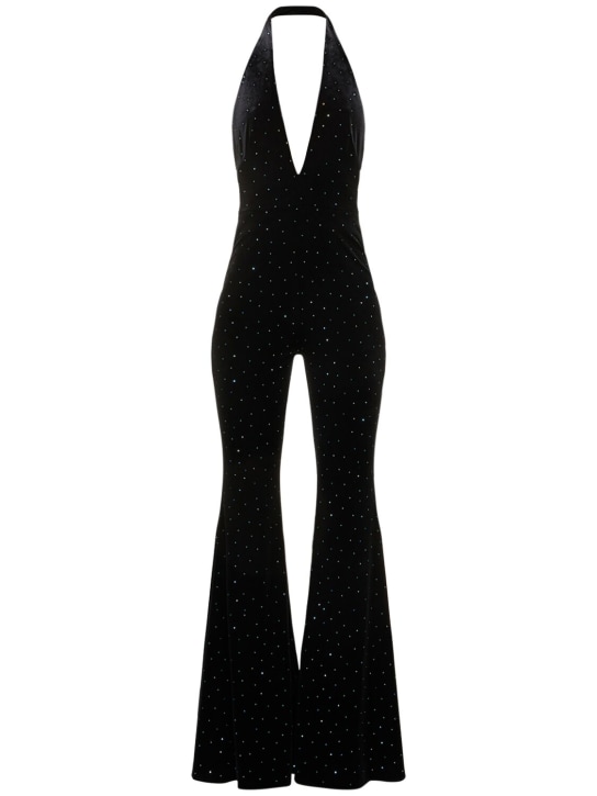 Alexandre Vauthier: Glittered velvet jumpsuit - Black - women_0 | Luisa Via Roma