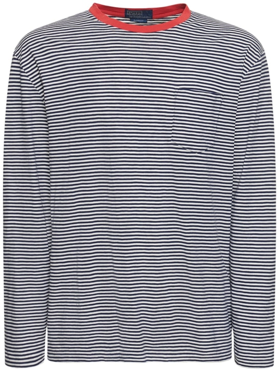 Polo Ralph Lauren: T-shirt manches longues en coton à rayures - men_0 | Luisa Via Roma