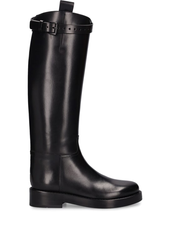 Ann Demeulemeester: 40mm Dallas leather tall  boots - Black - women_0 | Luisa Via Roma