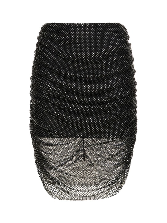 Giuseppe Di Morabito: Embellished embroidered mesh mini skirt - Black - women_0 | Luisa Via Roma