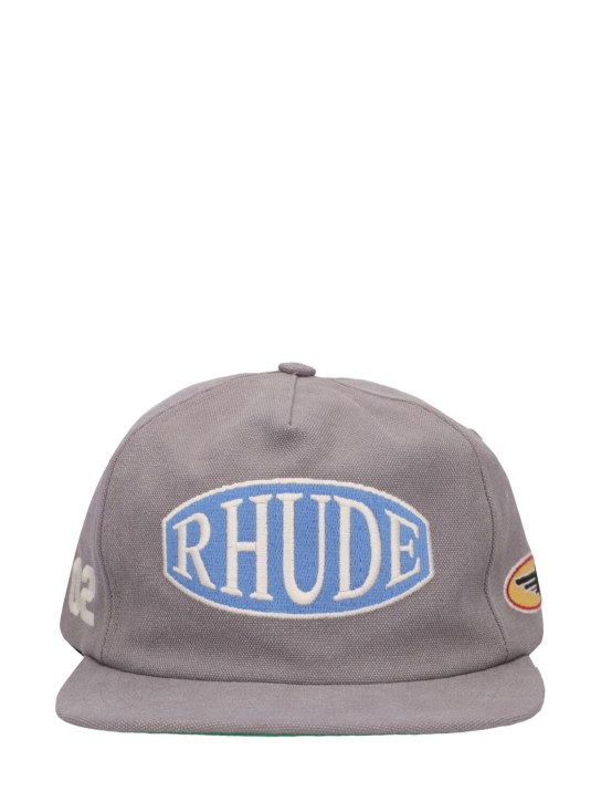 RHUDE: Rhude Rally washed canvas hat - Grey/Beige - men_0 | Luisa Via Roma