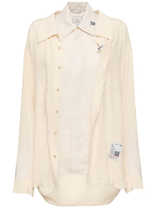 Mihara Yasuhiro: Double layered cupro blend shirt - Beige - women_0 | Luisa Via Roma