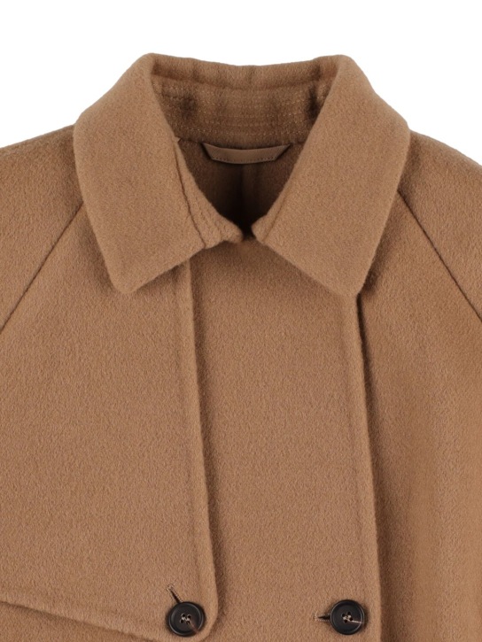 Brunello Cucinelli: Double breast wool & cashmere coat - Camel - kids-girls_1 | Luisa Via Roma