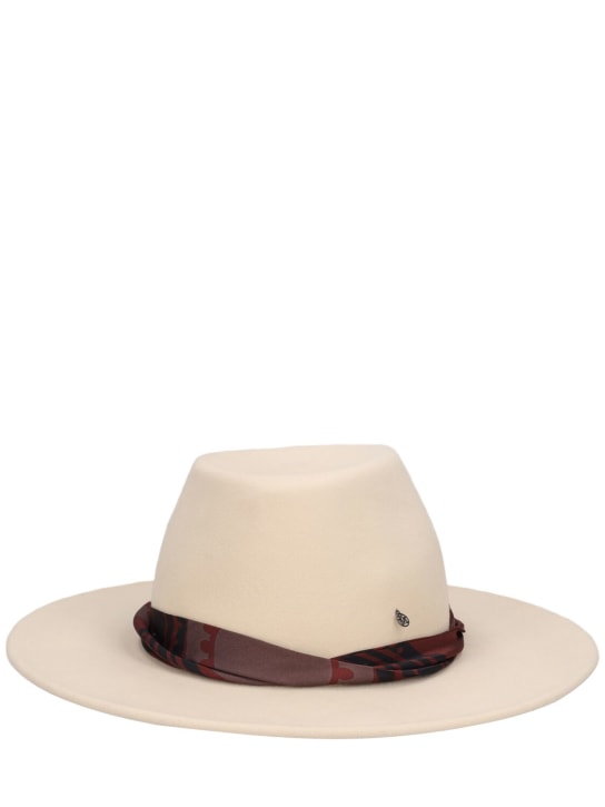 Maison Michel: Kyra wool hat w/ silk hatband - Seed Pearl - women_0 | Luisa Via Roma