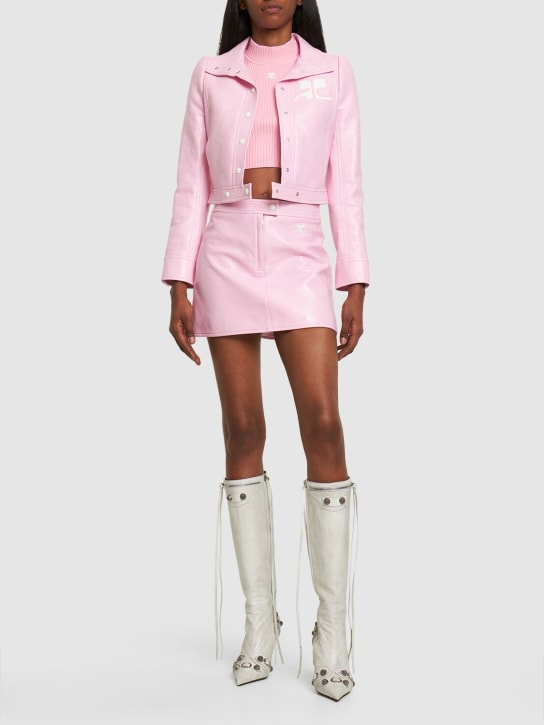 Courreges: Re-edition vinyl mini skirt - Pink - women_1 | Luisa Via Roma