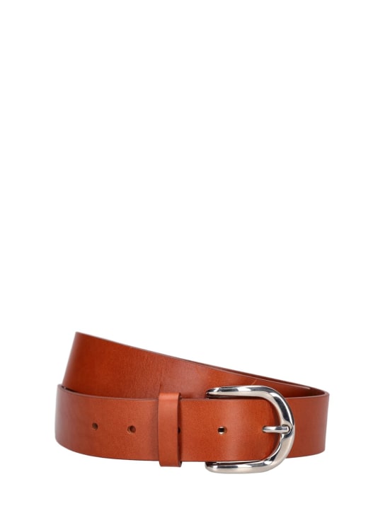 Marant: 3.5cm Zaph leather belt - Brown/Silver - men_0 | Luisa Via Roma